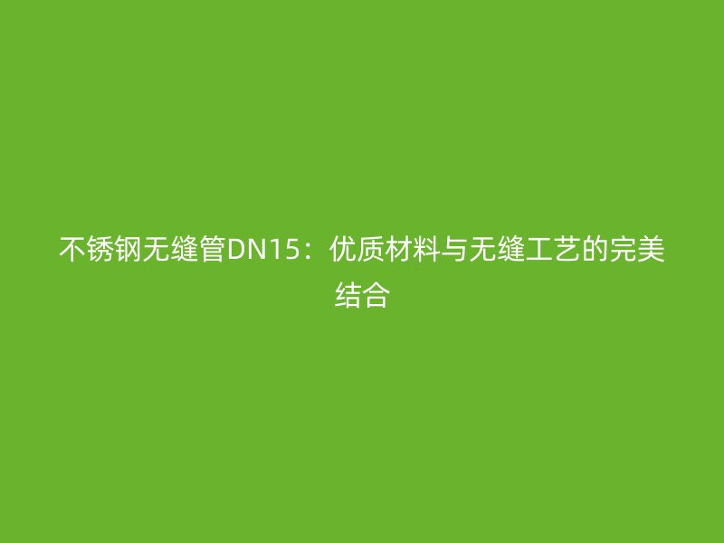 不锈钢无缝管DN15：优质材料与无缝工艺的完美结合