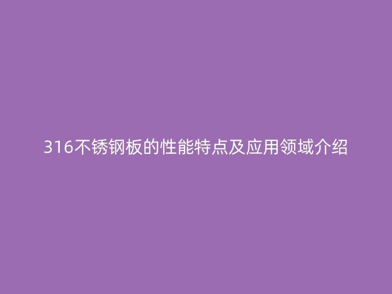 316不锈钢板的性能特点及应用领域介绍
